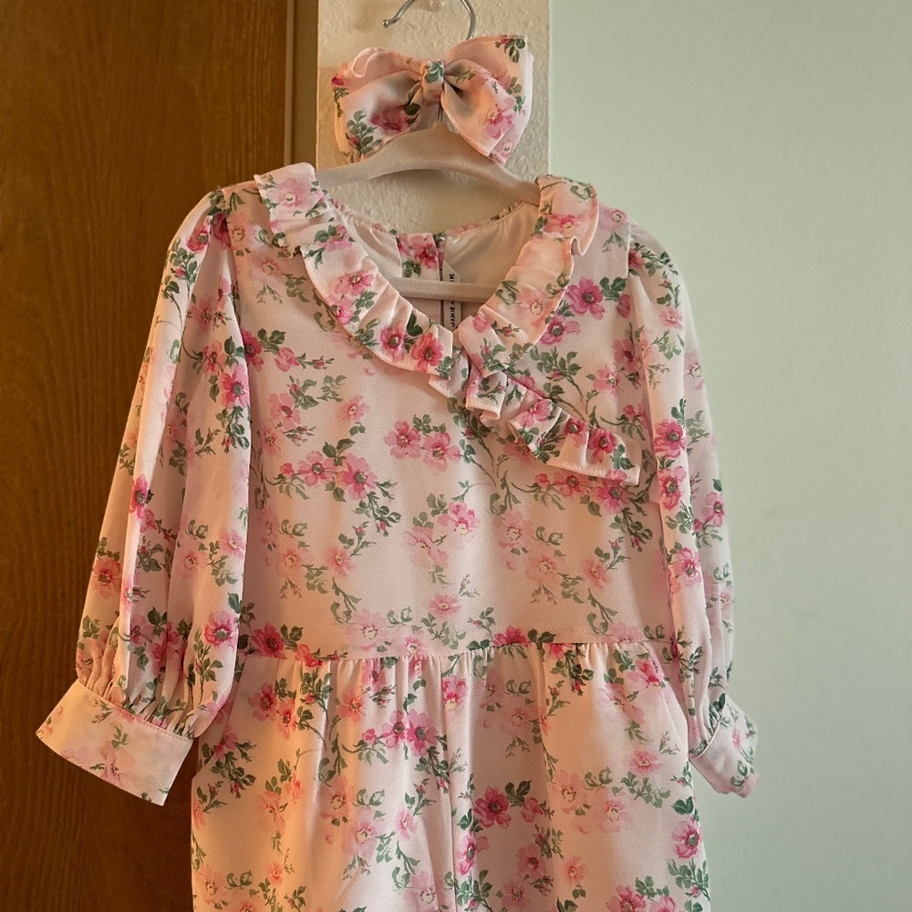 Janie & Jack FLORAL RUFFLE CHIFFON ROMPER - Picture 9 of 12